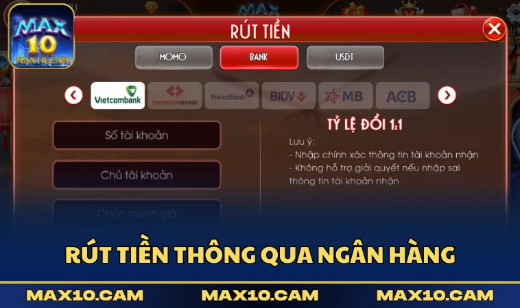 Rút tiền thông qua ngân hàng